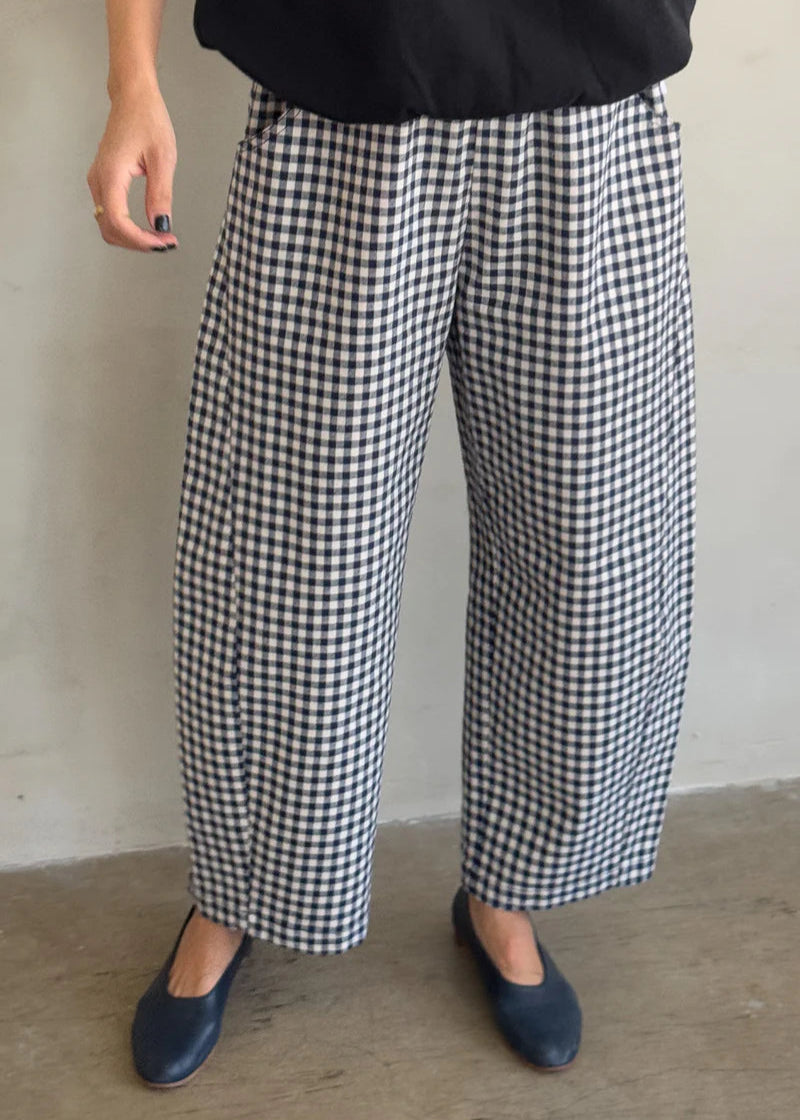 Gingham Arc Pant - Navy
