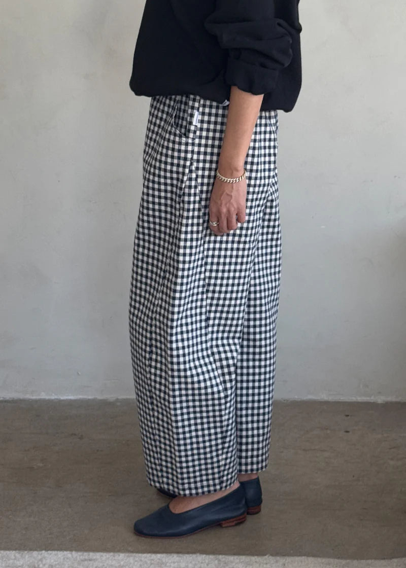 Gingham Arc Pant - Navy