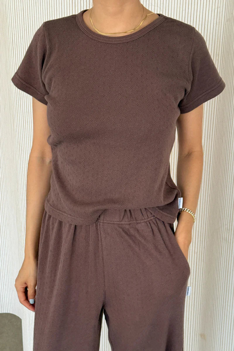Pointelle Babe Tee - Chocolate