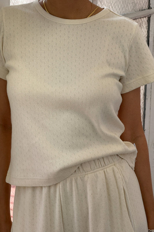 Pointelle Babe Tee - Natural