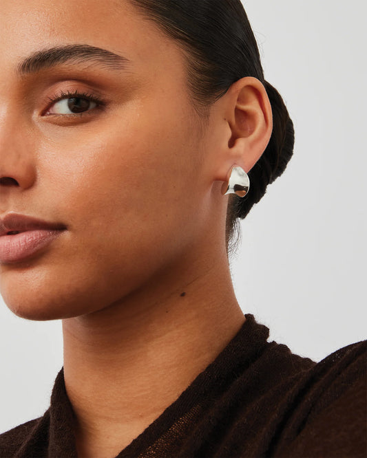 Small Paige Puff Earrings — Silver