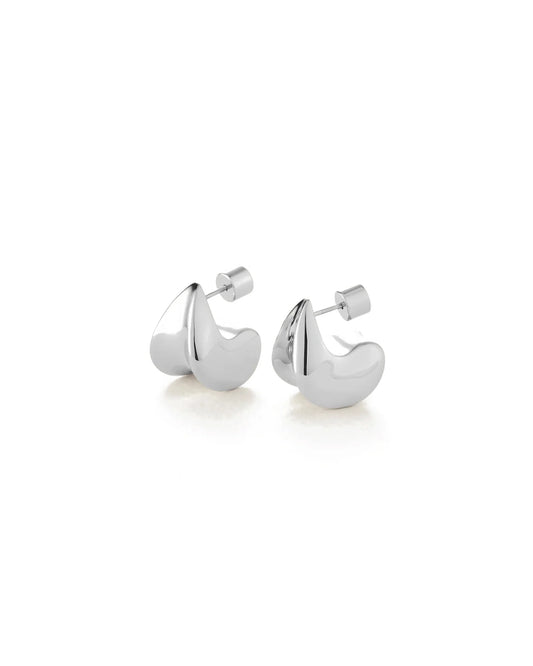 Small Paige Puff Earrings — Silver