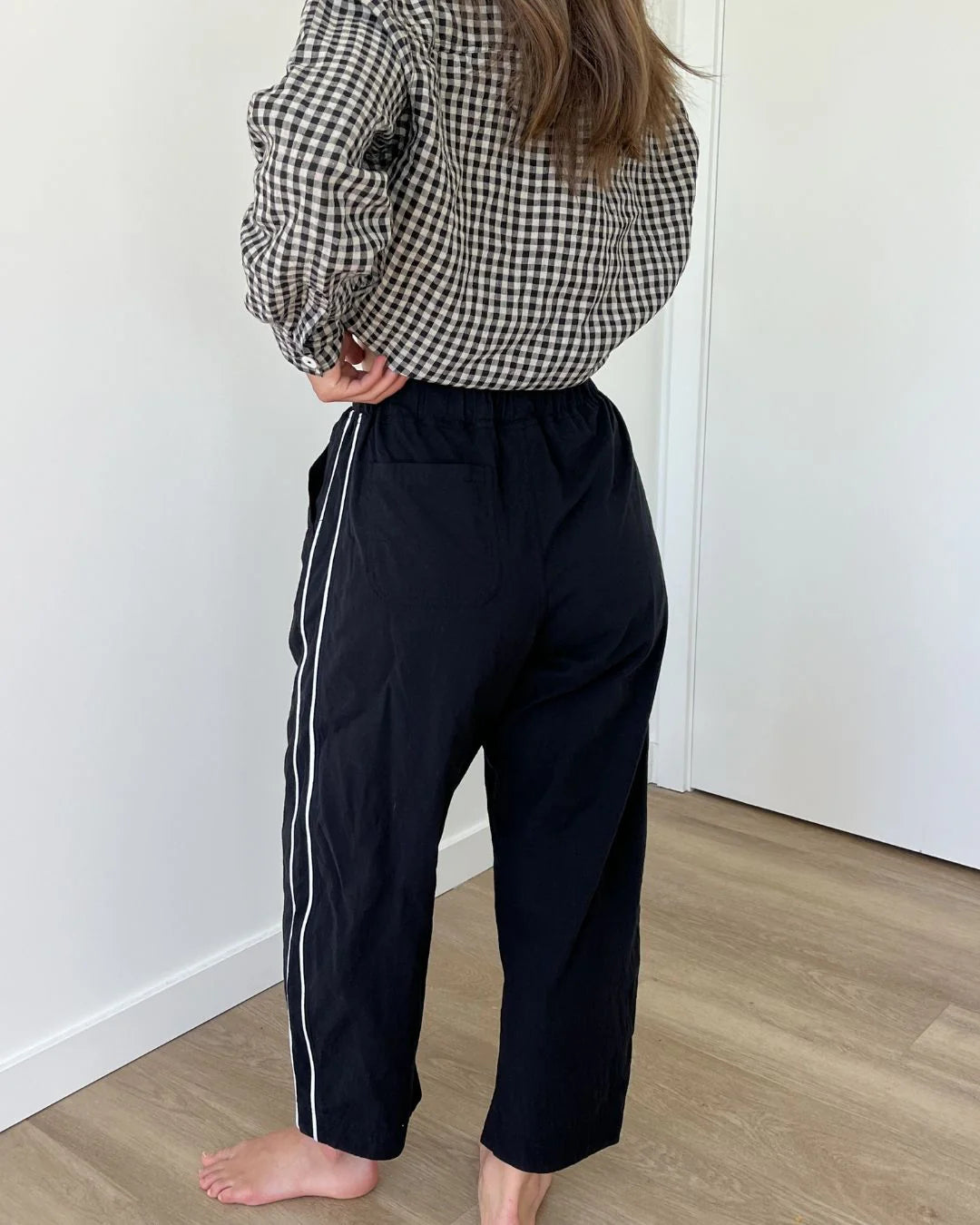 Jules Pant — Black with White Piping