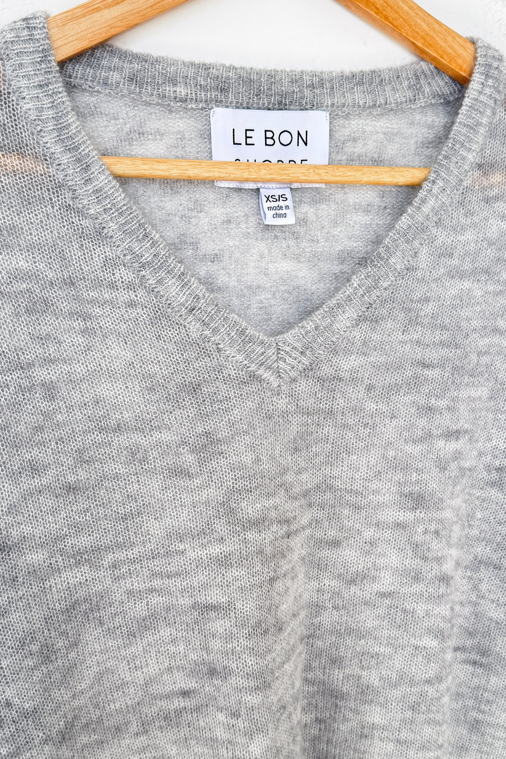 Matthew V-Neck Mohair Sweater — Icy Grey