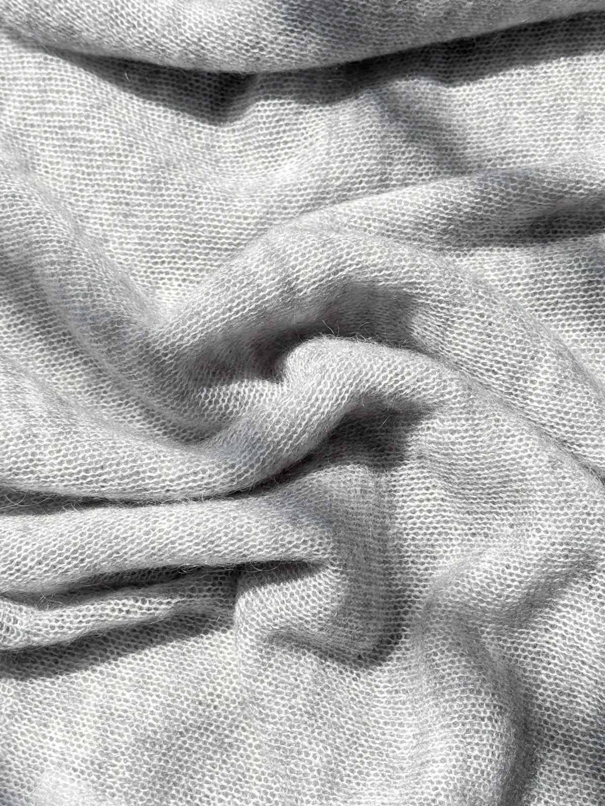 Matthew V-Neck Mohair Sweater — Icy Grey