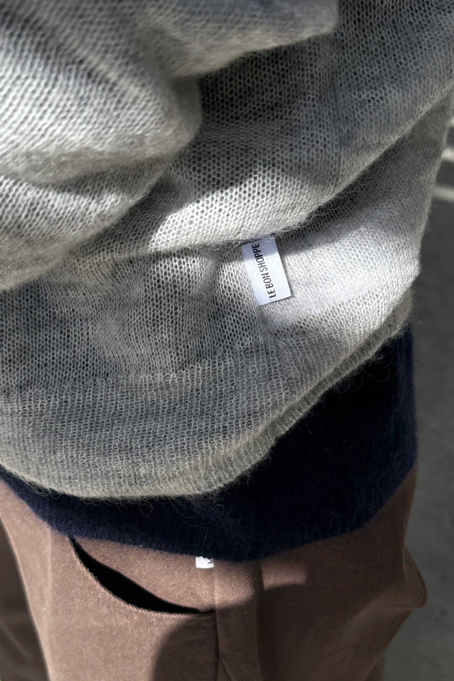 Matthew V-Neck Mohair Sweater — Icy Grey