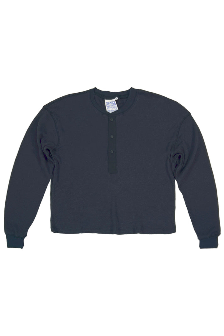 Mesa Cropped Thermal Henley - Black