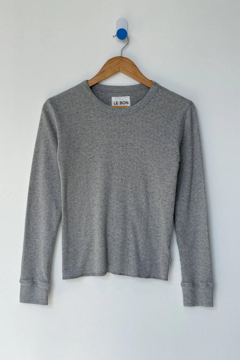 Pointelle Fundamental Tee - Melange Grey