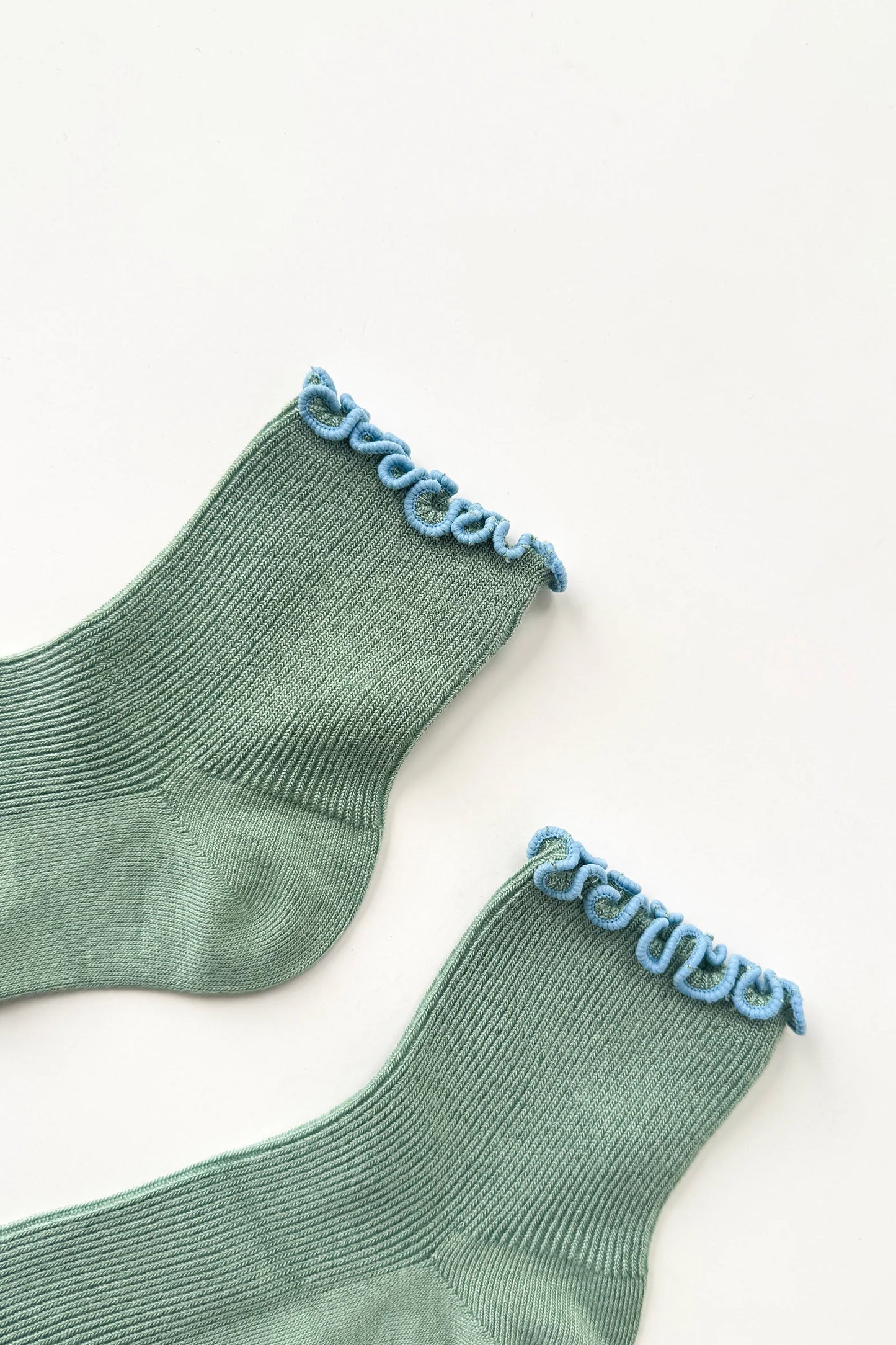 Petite Ruffled Modal Socks — Sea Glass / Powder Blue