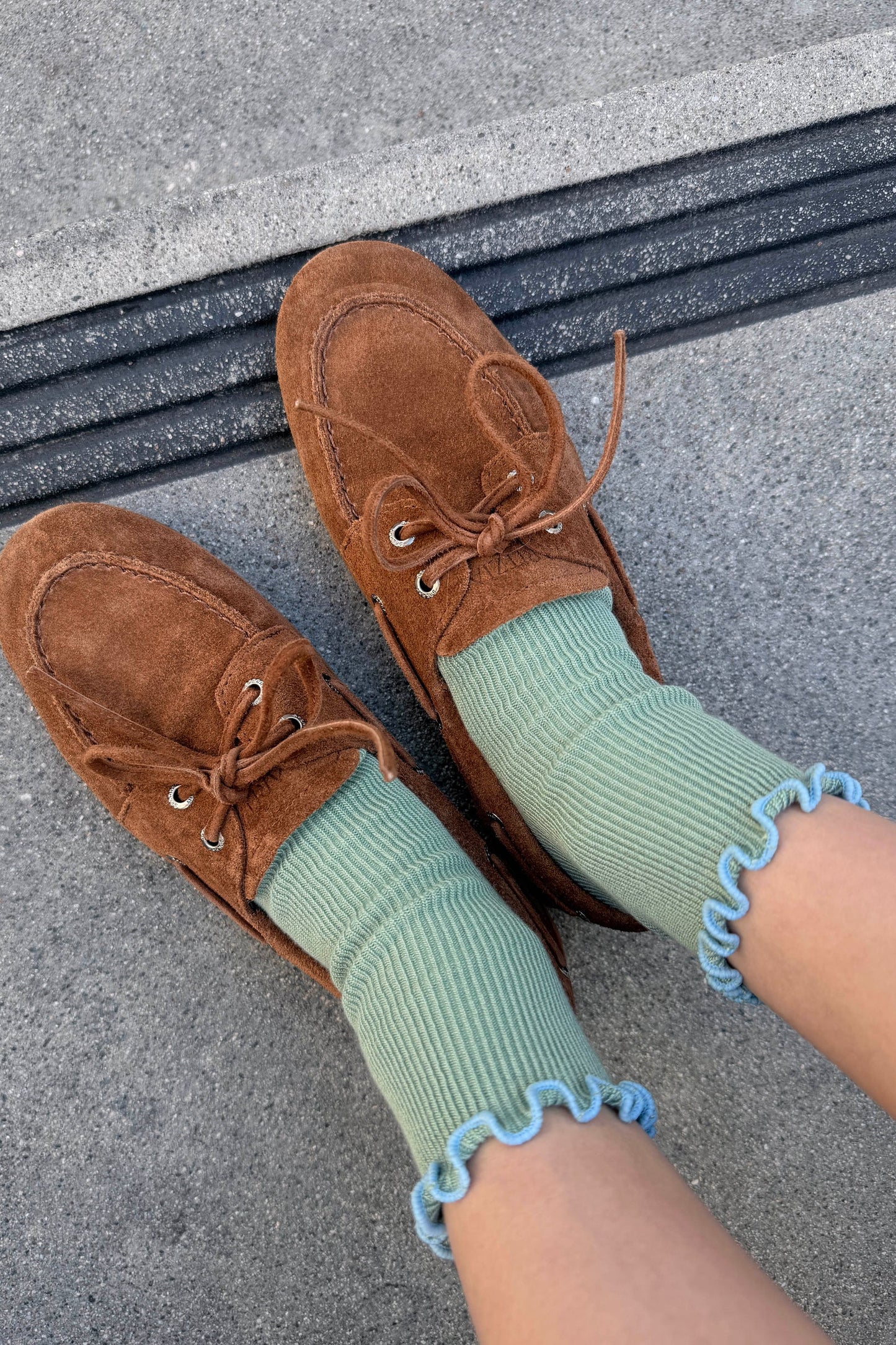 Petite Ruffled Modal Socks — Sea Glass / Powder Blue