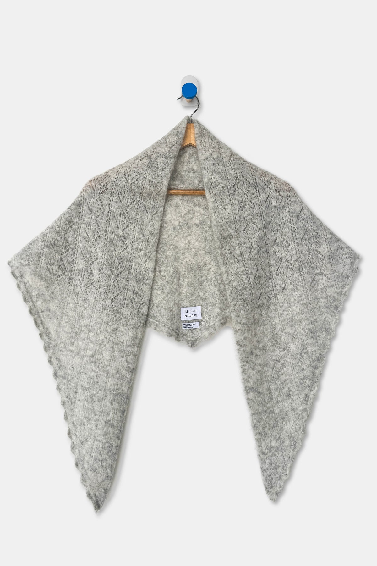 Mohair Pointelle Shawl — Heather Grey