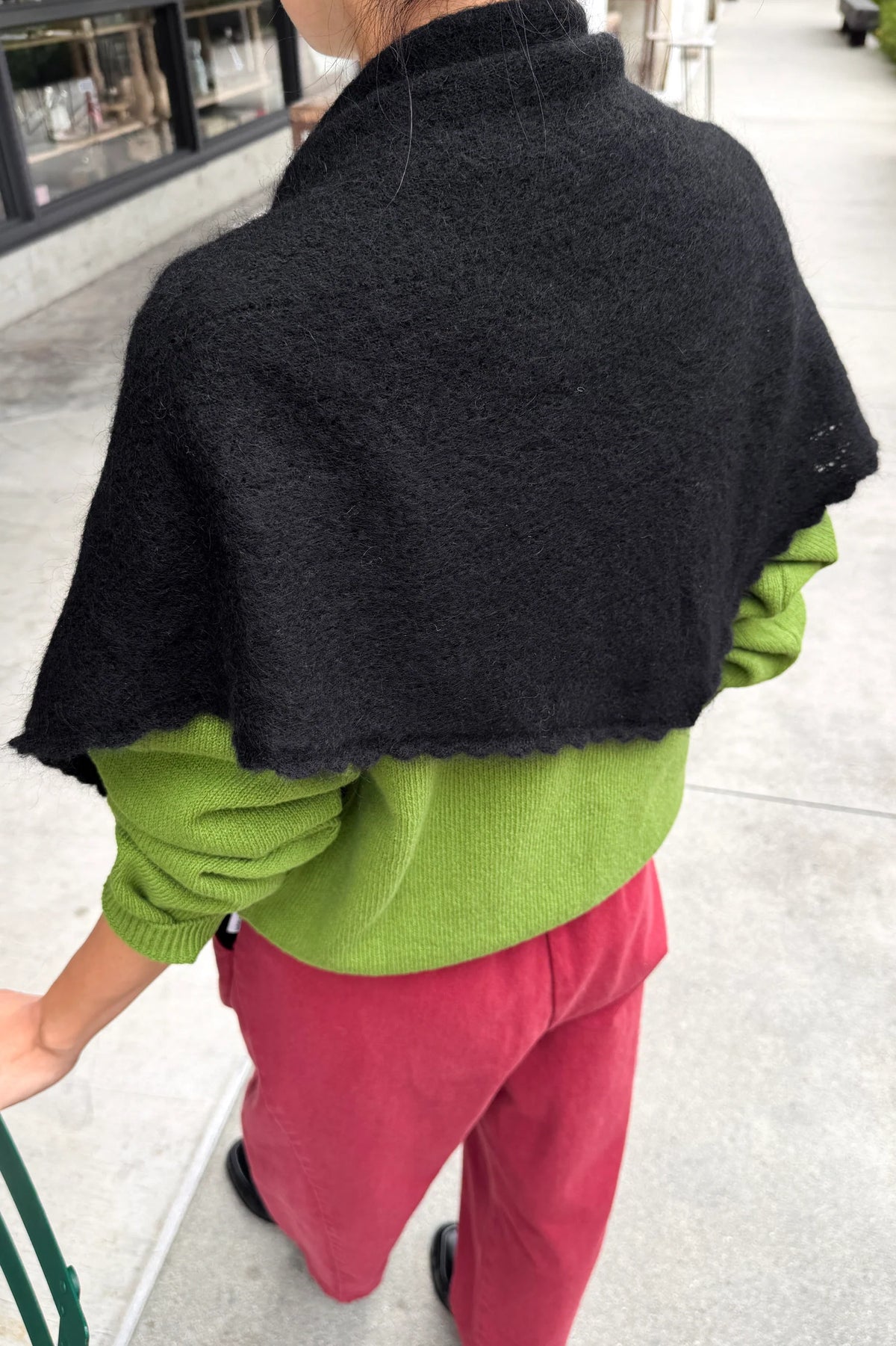 Mohair Pointelle Shawl — Onyx