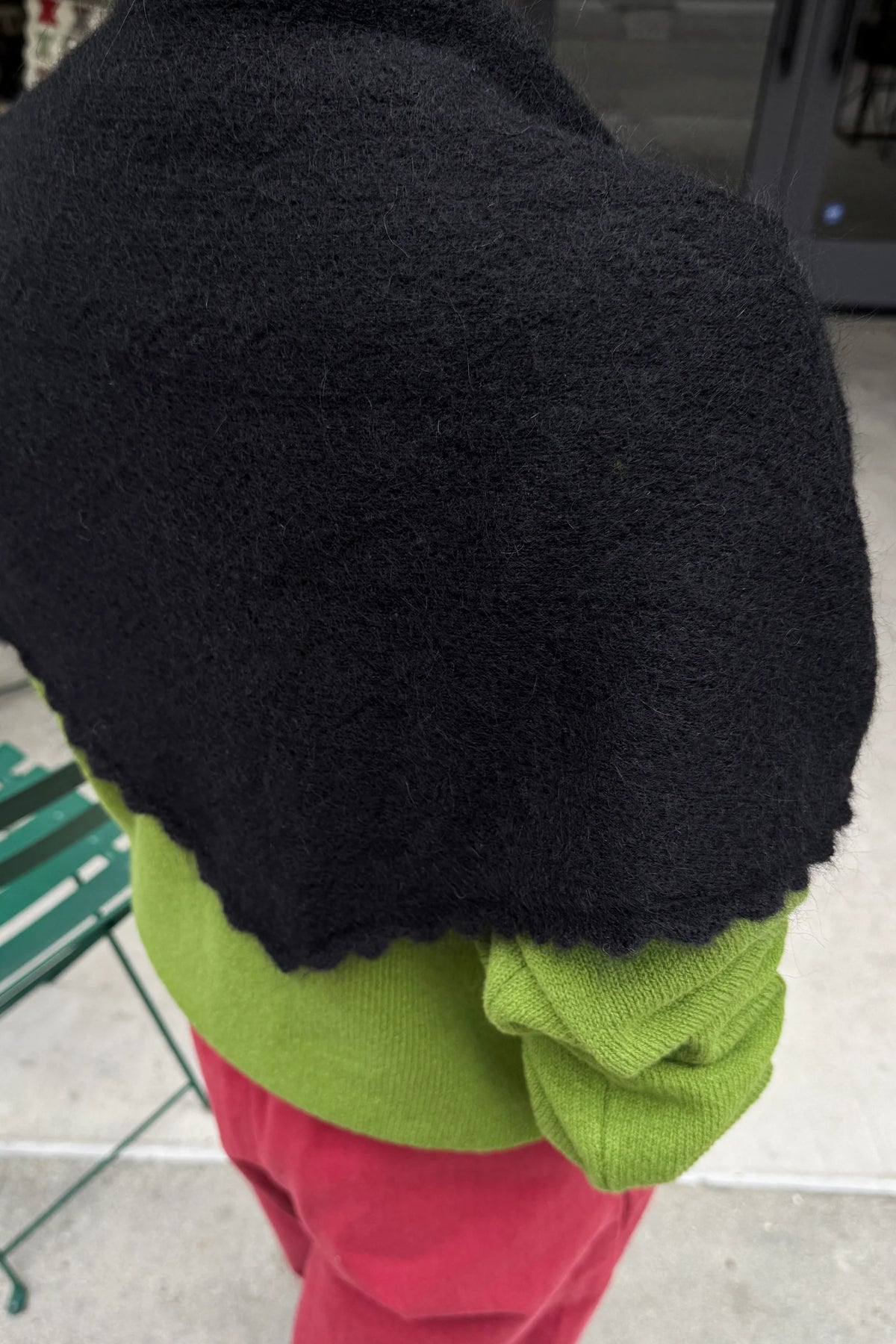 Mohair Pointelle Shawl — Onyx