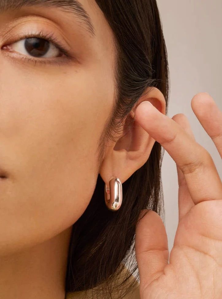 Jenny Bird Puffy U-Link Earrings - Silver