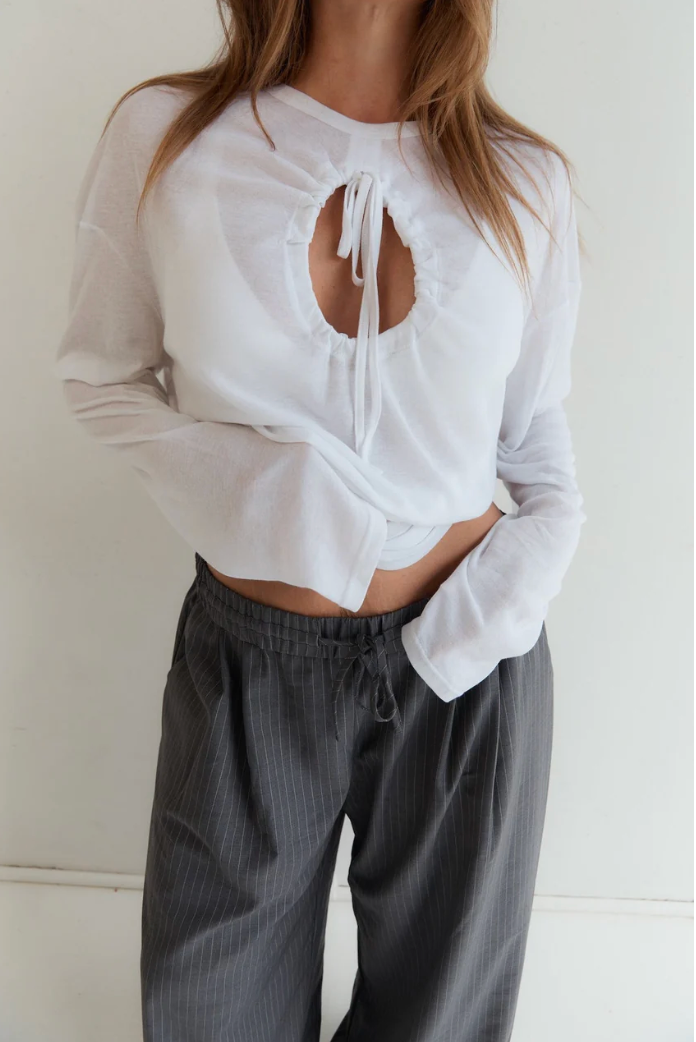 Cut Out L/S — White