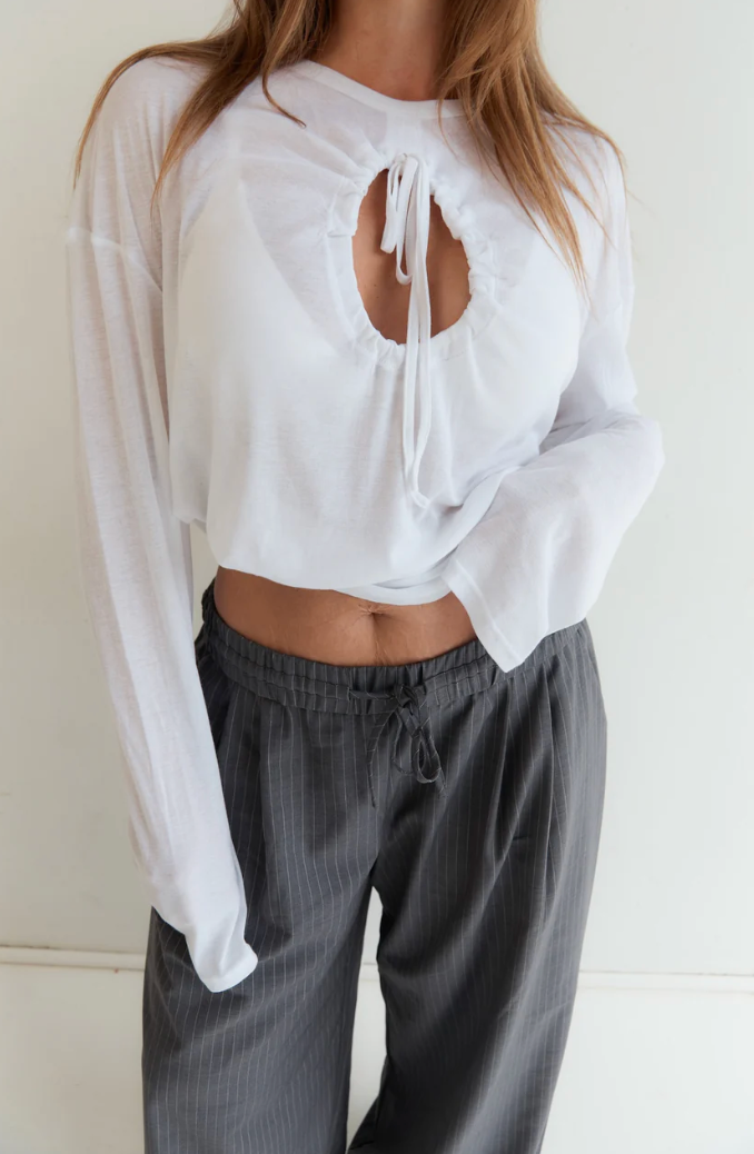 Cut Out L/S — White