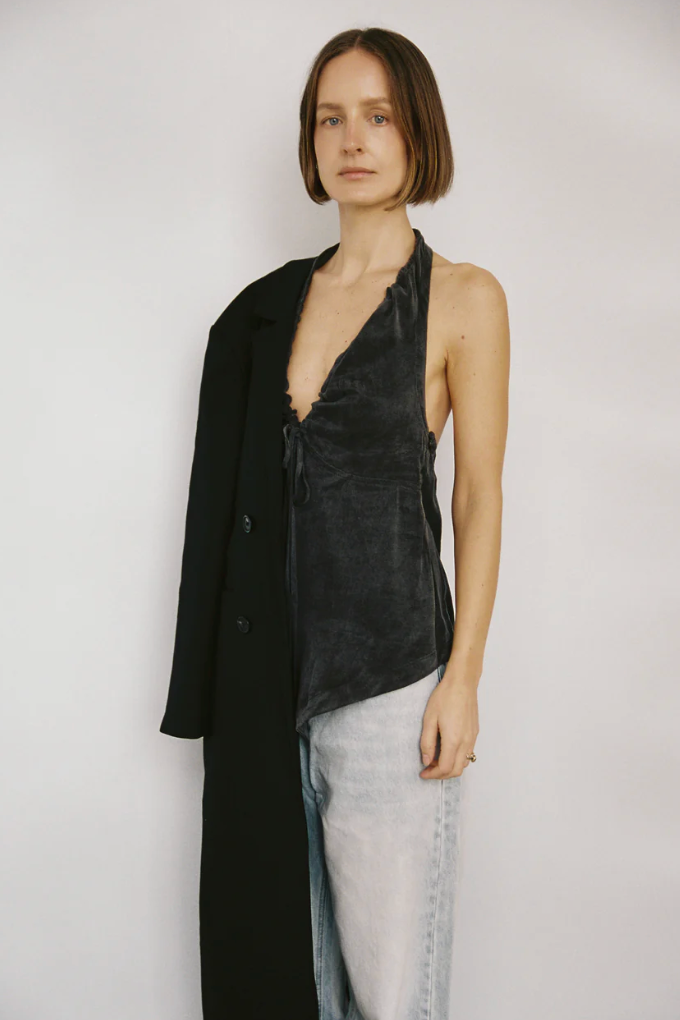 Tie Front Tank — Black
