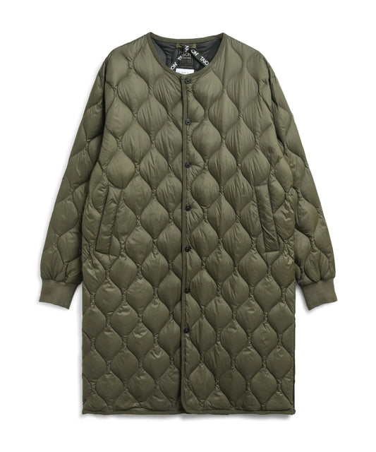 Taion Soft Shell Military Oversized Crew Neck Down Coat - Dark Olive