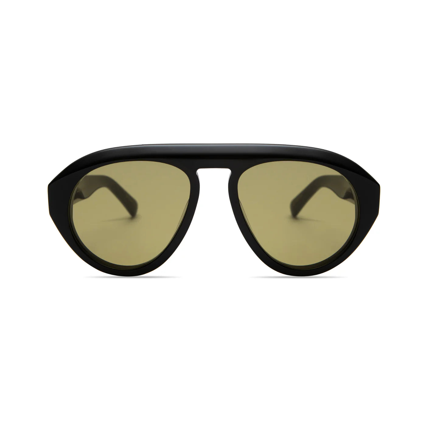 Val Sunglasses — Gloss Black / Olive Green Lens