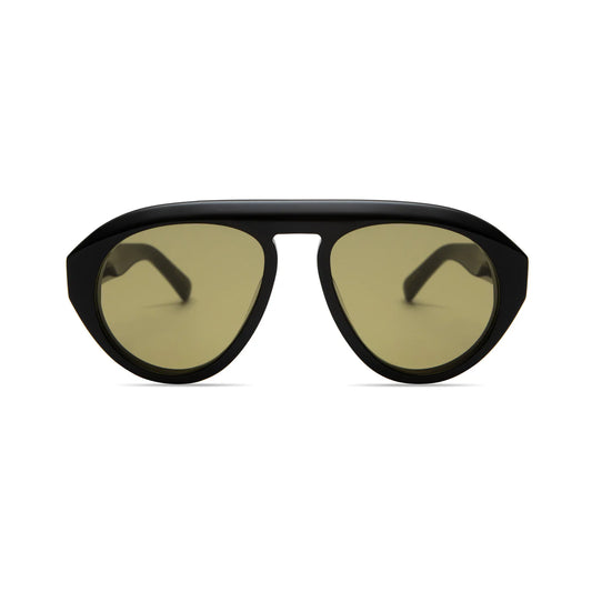Val Sunglasses — Gloss Black / Olive Green Lens