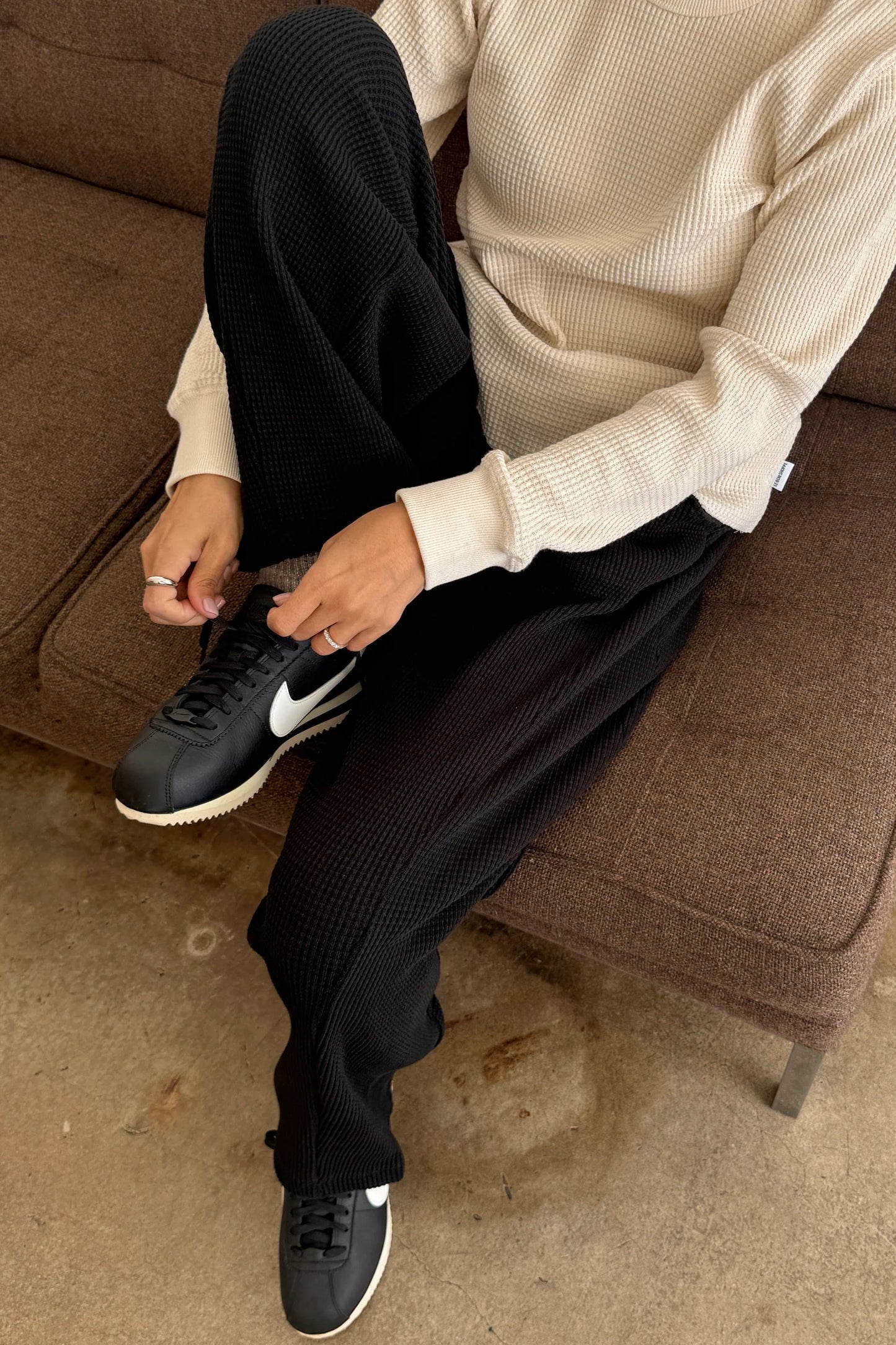 Waffle Lo Pants — True Black