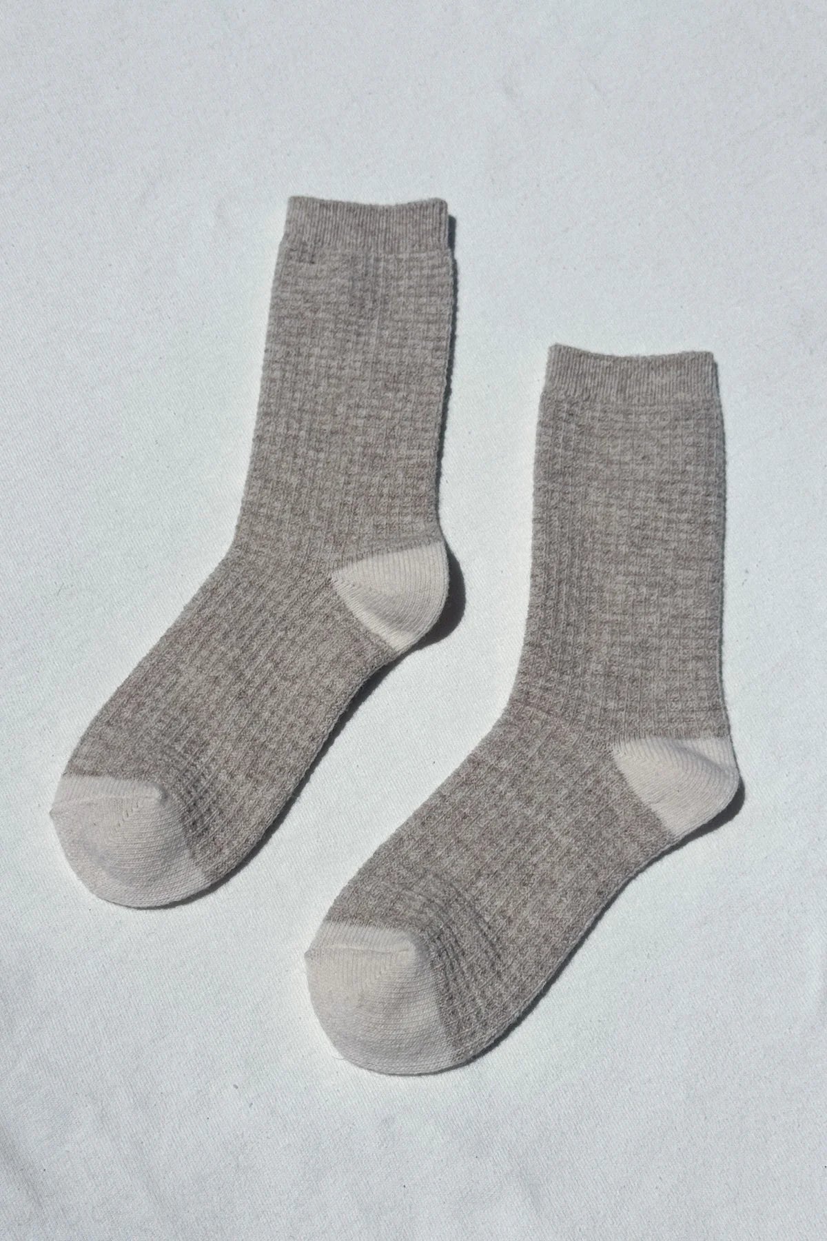 Wool Waffled Socks — Oatmeal / Cream
