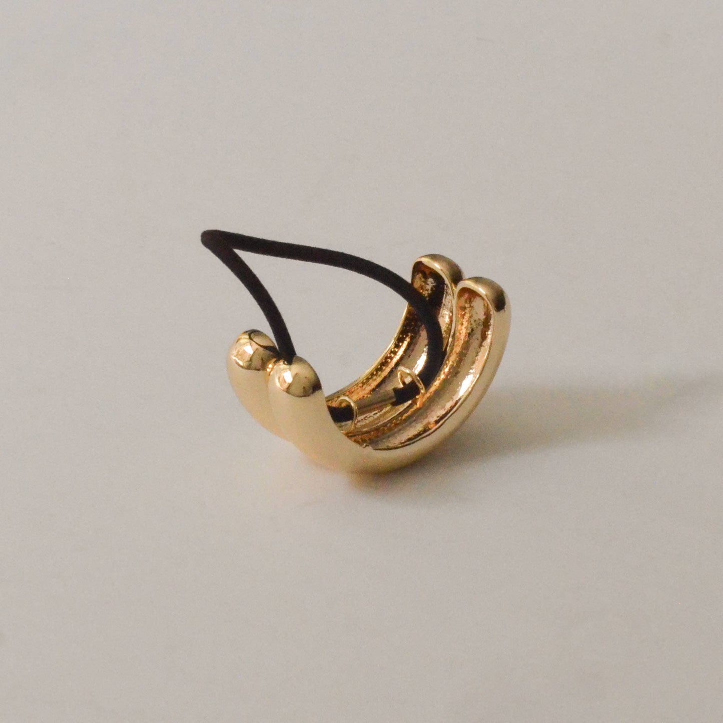 Wide Double Arch Metal Ponytail Hair Tie — Gold