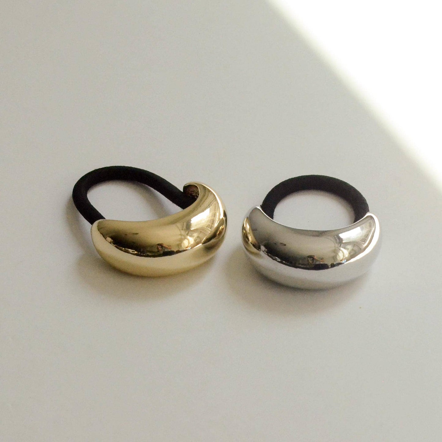 Narrow Crescent Metal Cuff Hair Tie — Gold