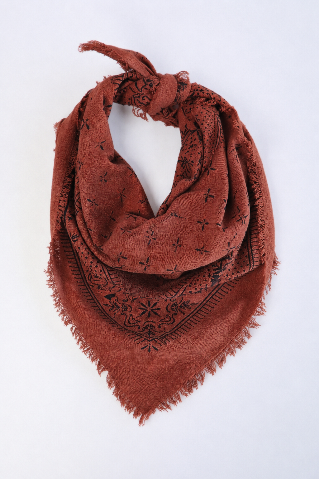Classic Raw Silk Bandana — Terracotta / White
