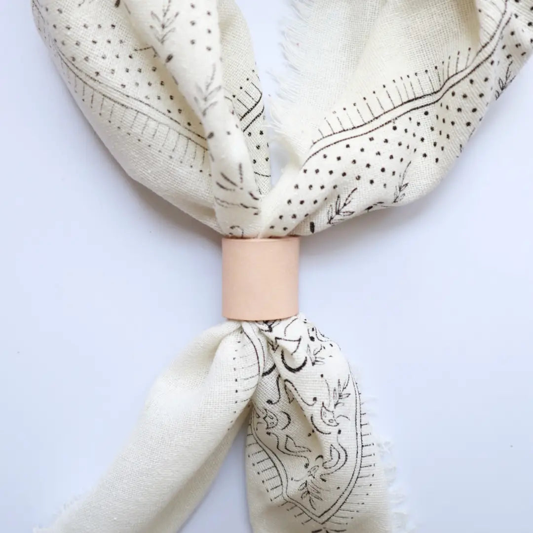 Classic Raw Silk Bandana — Cream / Black