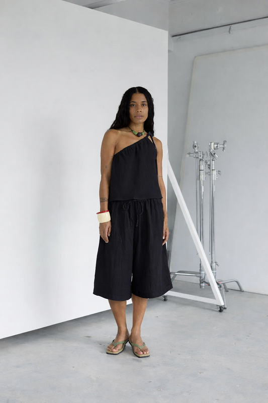 The Culotte — Black Linen