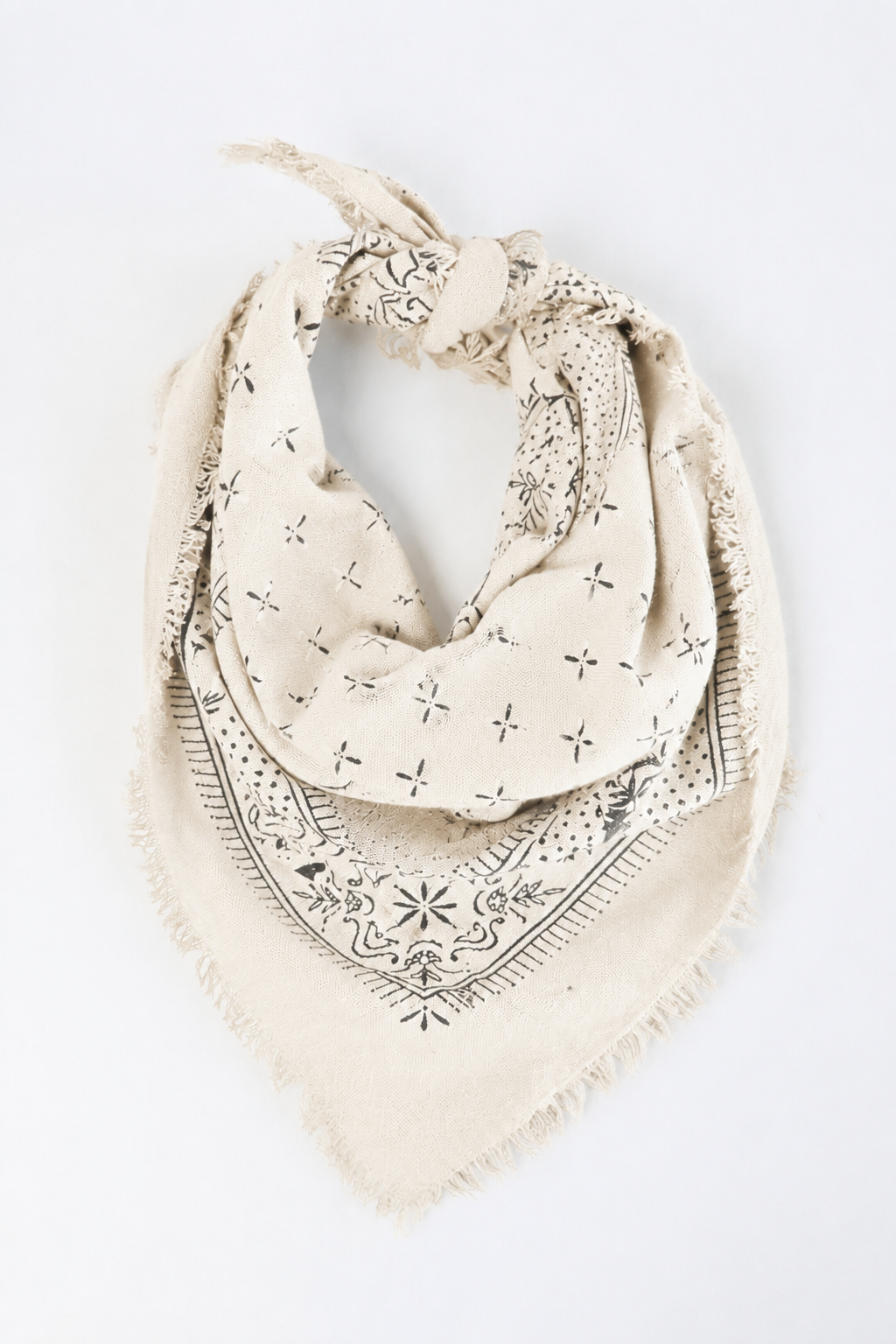Classic Raw Silk Bandana — Cream / Black