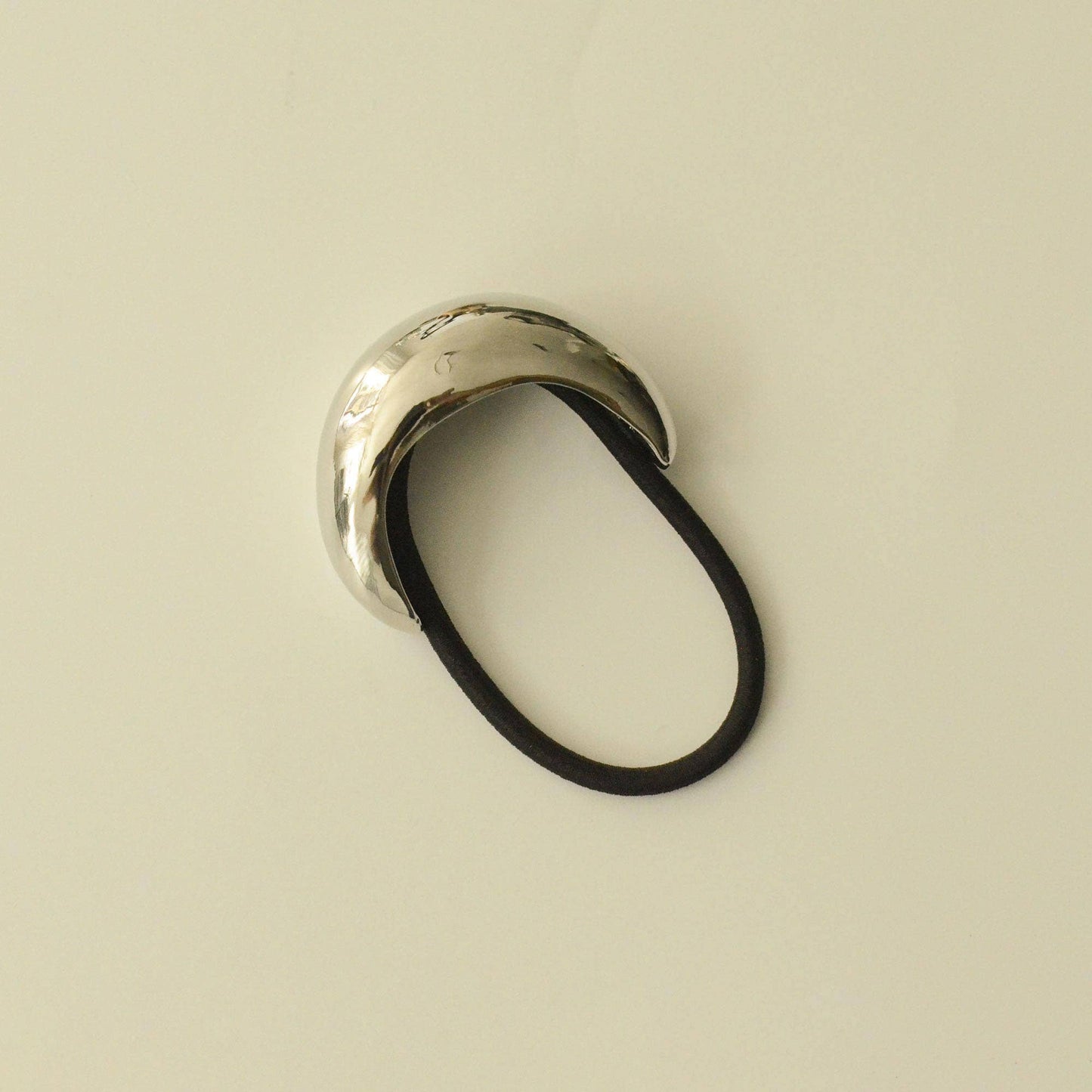 Narrow Crescent Metal Cuff Hair Tie — Silver