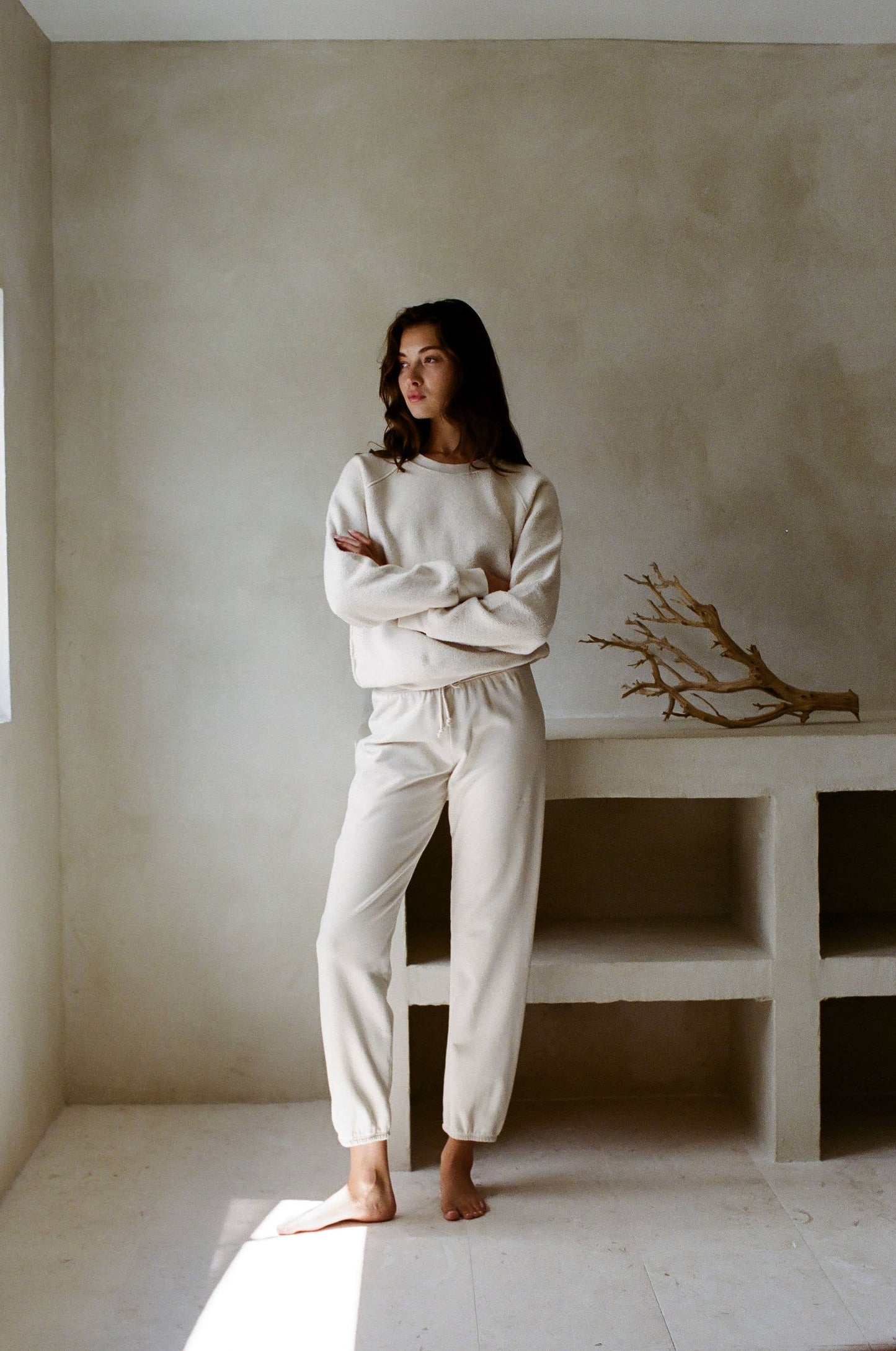 Inside Out Garment Washed Pullover - Off White