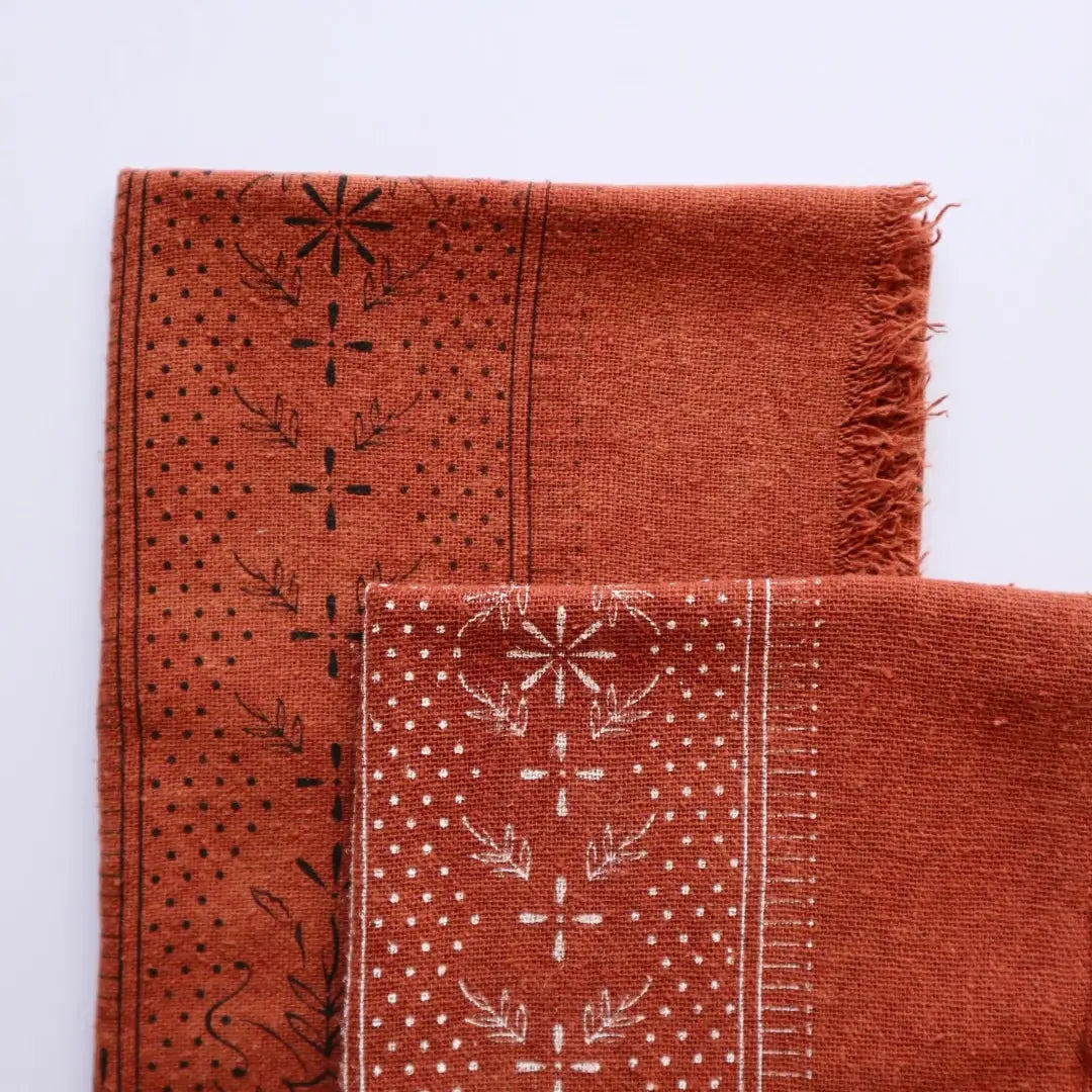 Classic Raw Silk Bandana — Terracotta / White