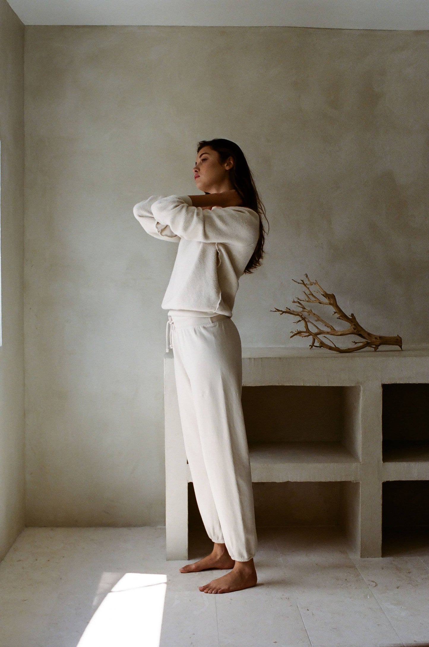 Inside Out Garment Washed Pullover - Off White