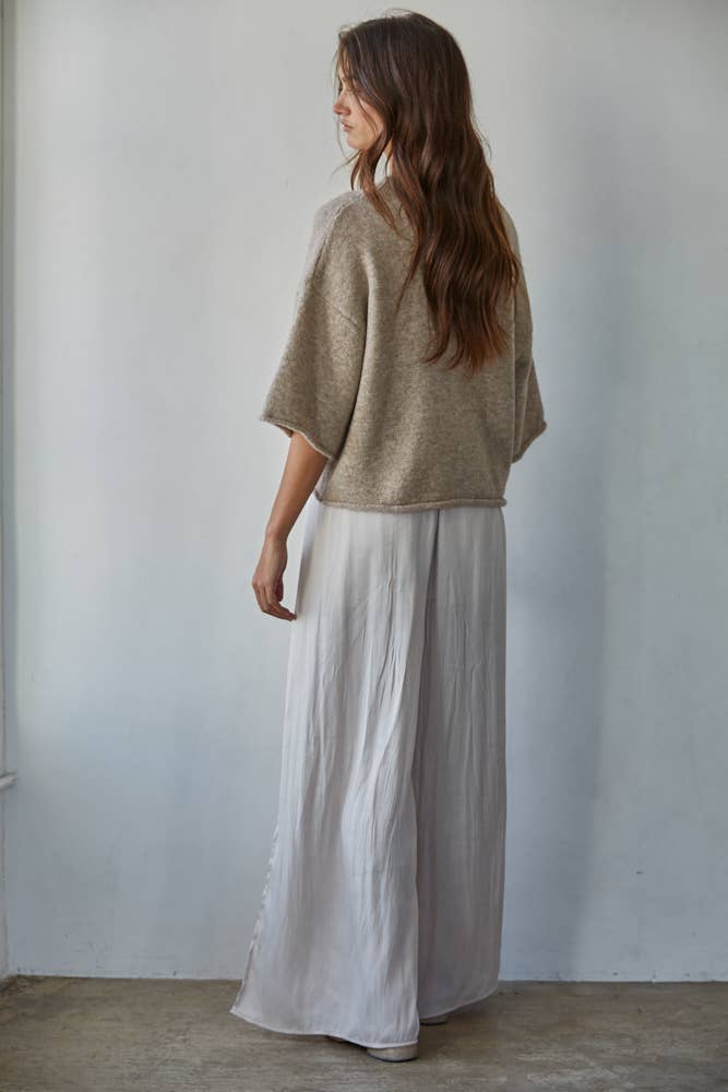 Quarter Sleeve Knit Cardigan — Oatmeal