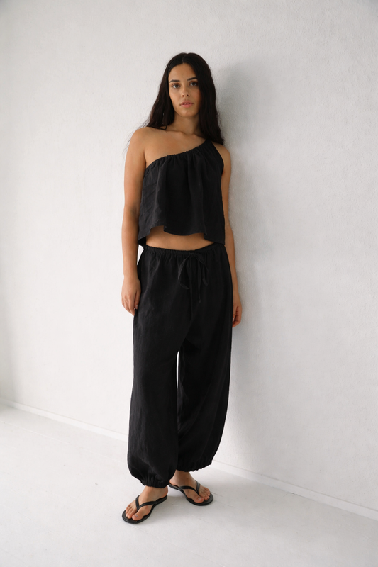 The Harem Pant — Black Linen