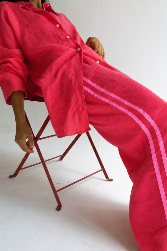 Linen Track Pant — Watermelon