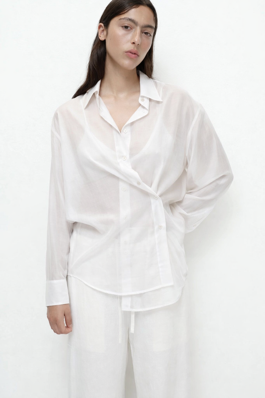 Semi Sheer Shirt — White