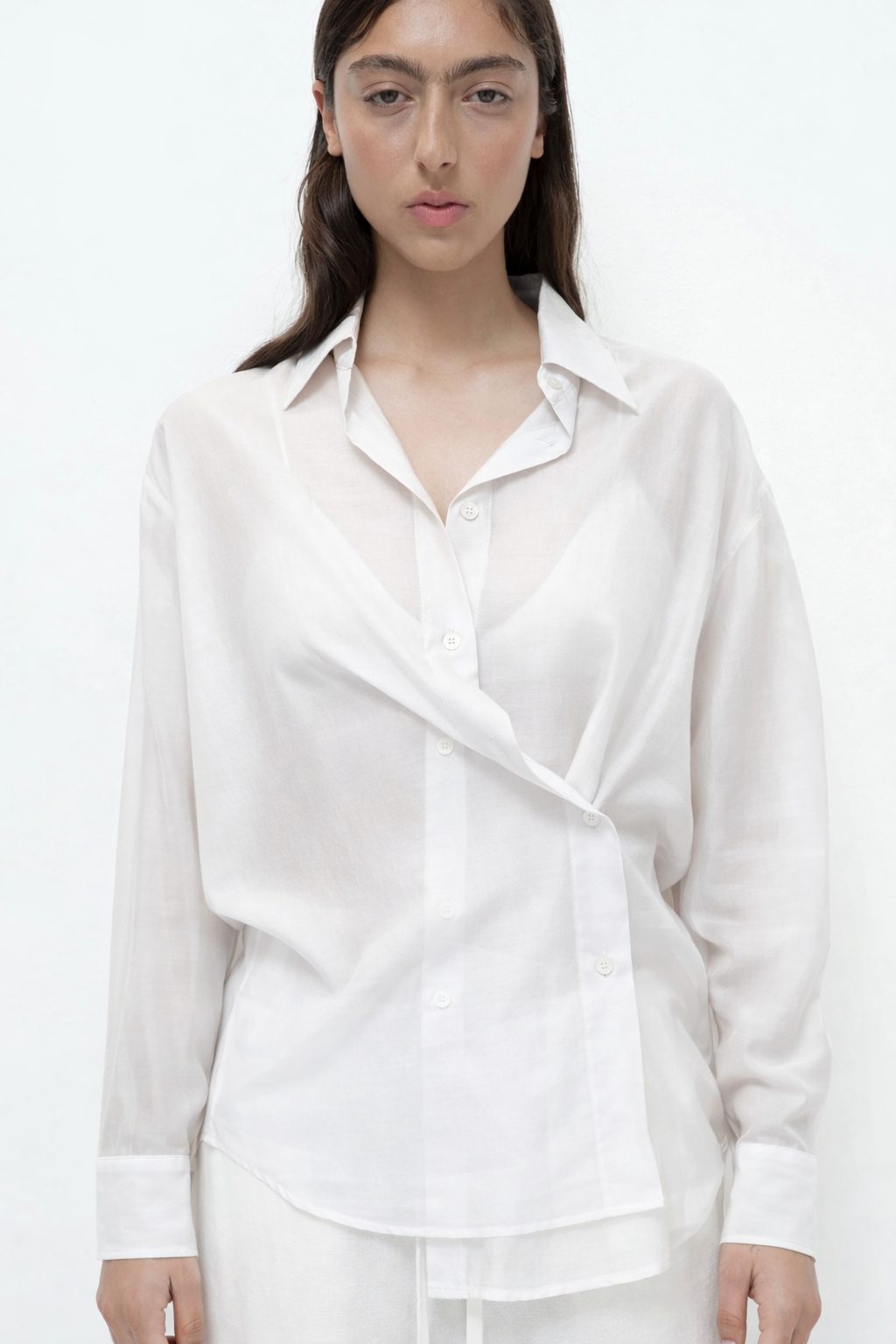 Semi Sheer Shirt — White