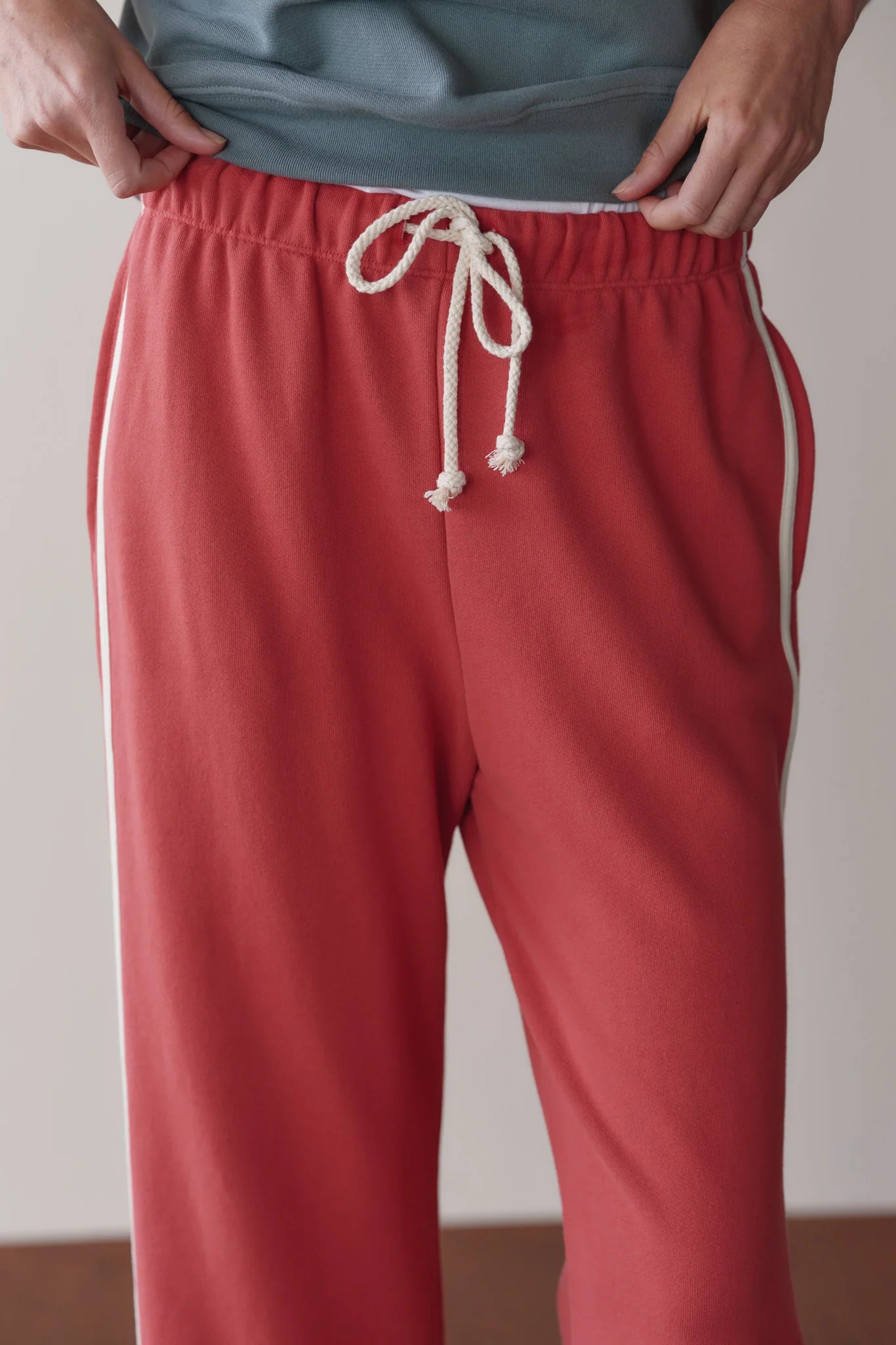 Eco Terry Stripe Crop Pant — Raspberry