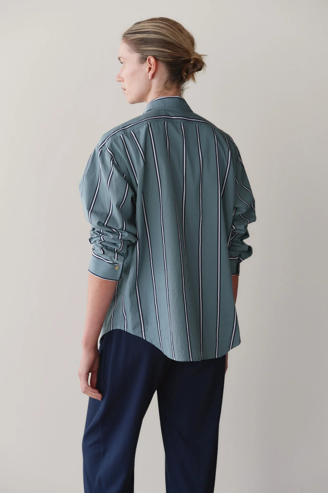 The Pop Button Down — Sage Stripe