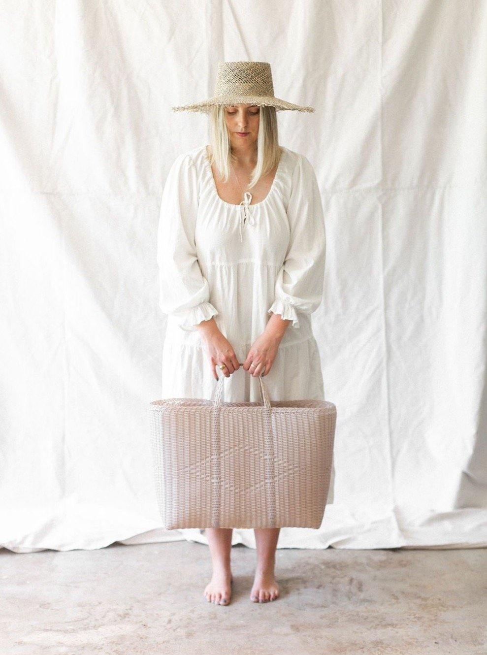 Palorosa Extra Large Handwoven Basket Tote - Powder - Vincent Park - {{shop.address.city}} {{ shop.address.country }}