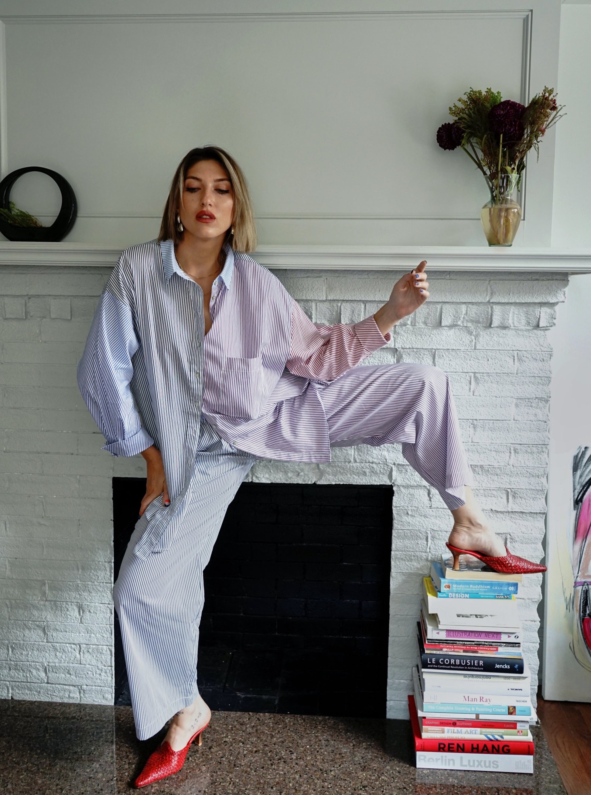 Soft Focus Poplin Lounge Pant - Millbrook Stripe - Vincent Park - {{shop.address.city}} {{ shop.address.country }}