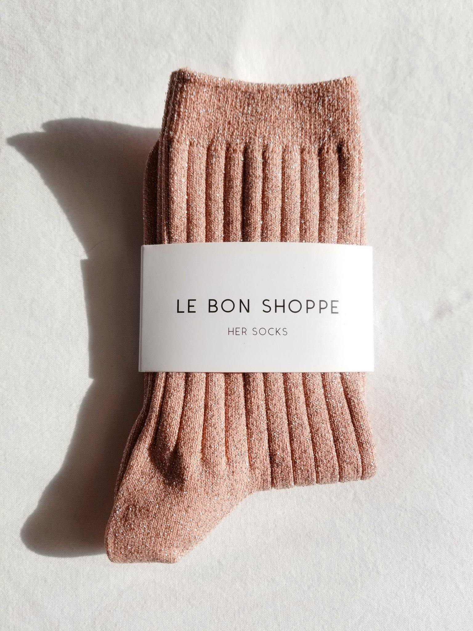 Le Bon Shoppe Glitter Socks - Coral Glitter - Vincent Park - {{shop.address.city}} {{ shop.address.country }}