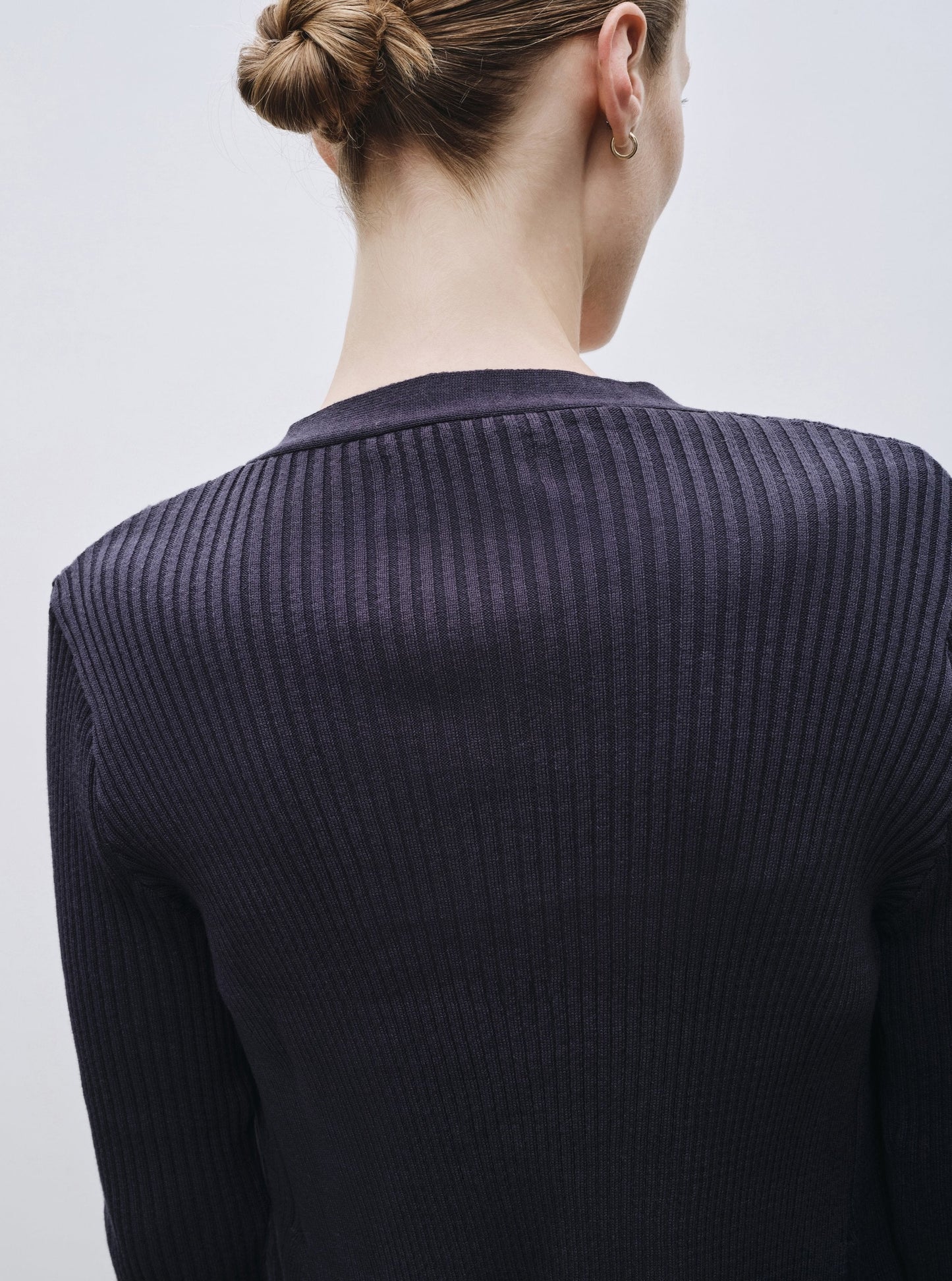 Mijeong Park Ribbed Knit V-Neck Cardigan - Navy - Vincent Park - {{shop.address.city}} {{ shop.address.country }}