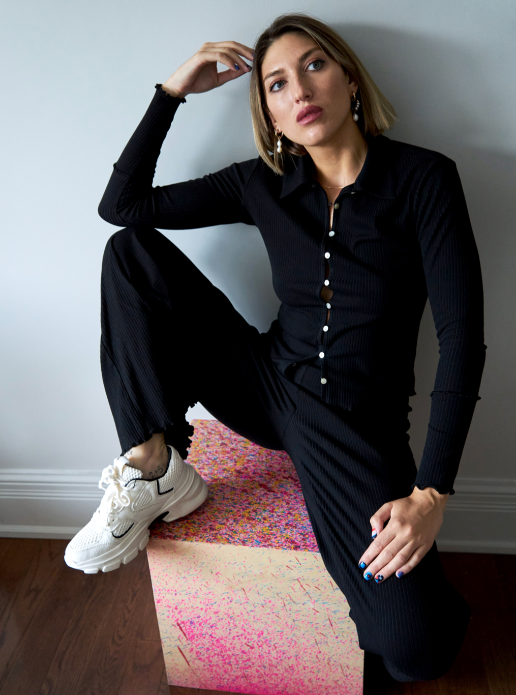 Soft Focus Easy Rib Pant - Black - Vincent Park - {{shop.address.city}} {{ shop.address.country }}