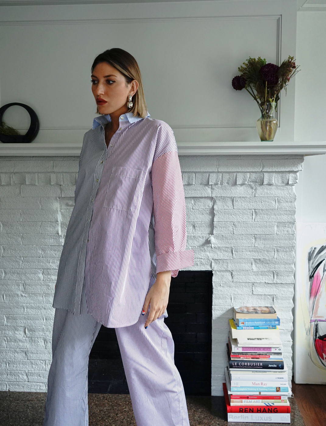 Soft Focus Poplin Lounge Pant - Millbrook Stripe - Vincent Park - {{shop.address.city}} {{ shop.address.country }}