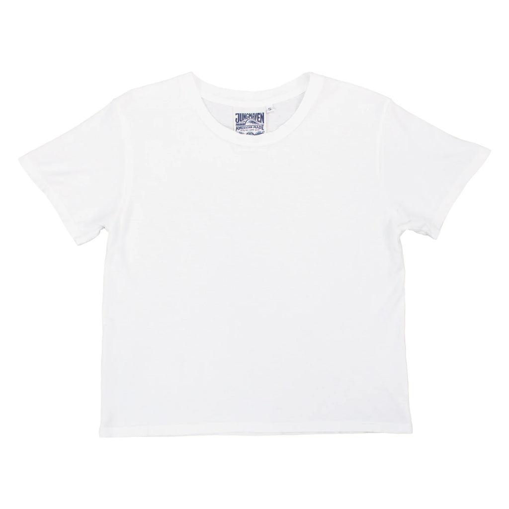 Jungmaven Cropped Ojai Tee - Washed White - Vincent Park - {{shop.address.city}} {{ shop.address.country }}